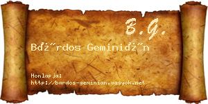 Bárdos Geminián névjegykártya